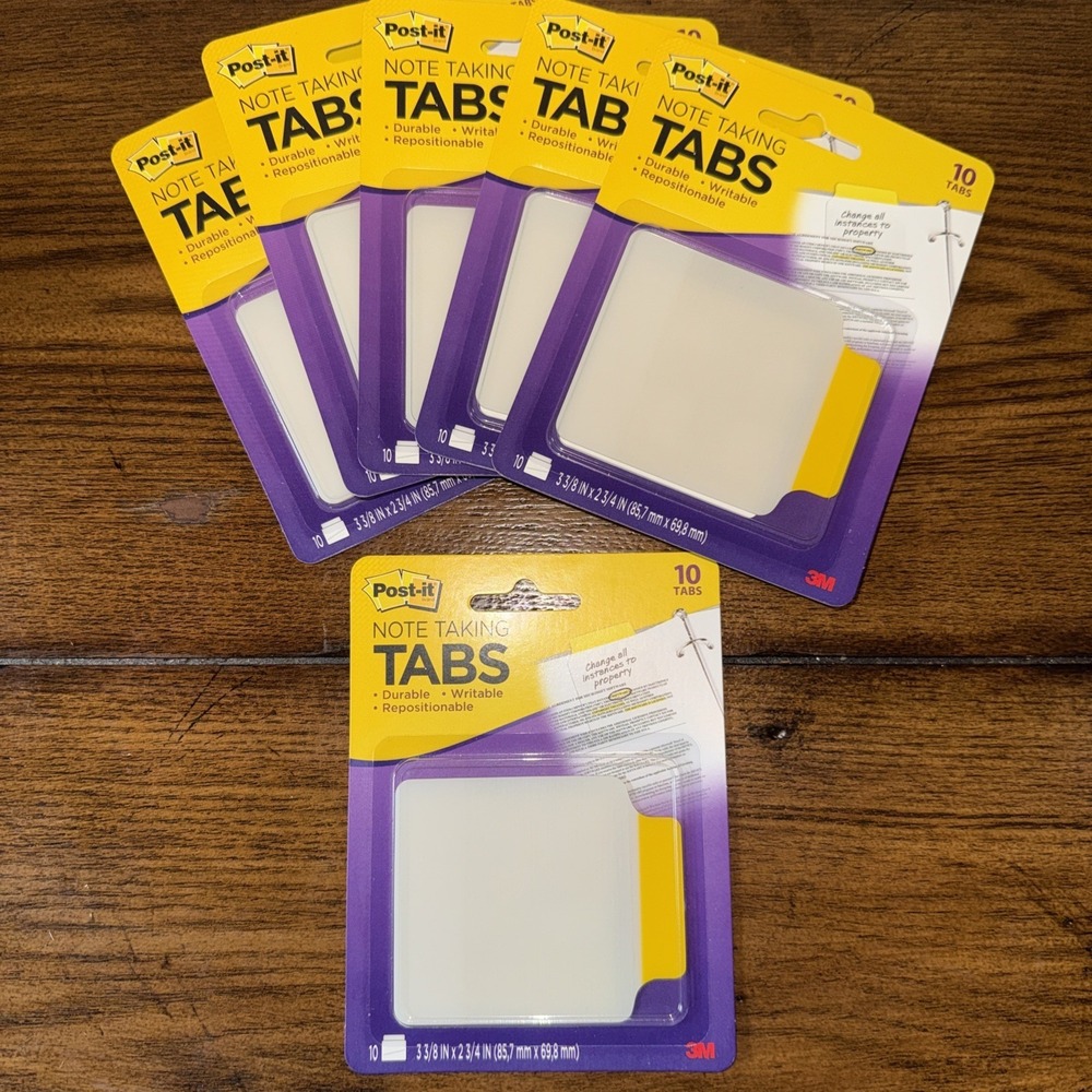 Post-it Note Taking Tabs Lot of 6 Writable Repositionable 3 3/8" X 2 3/4" Retire